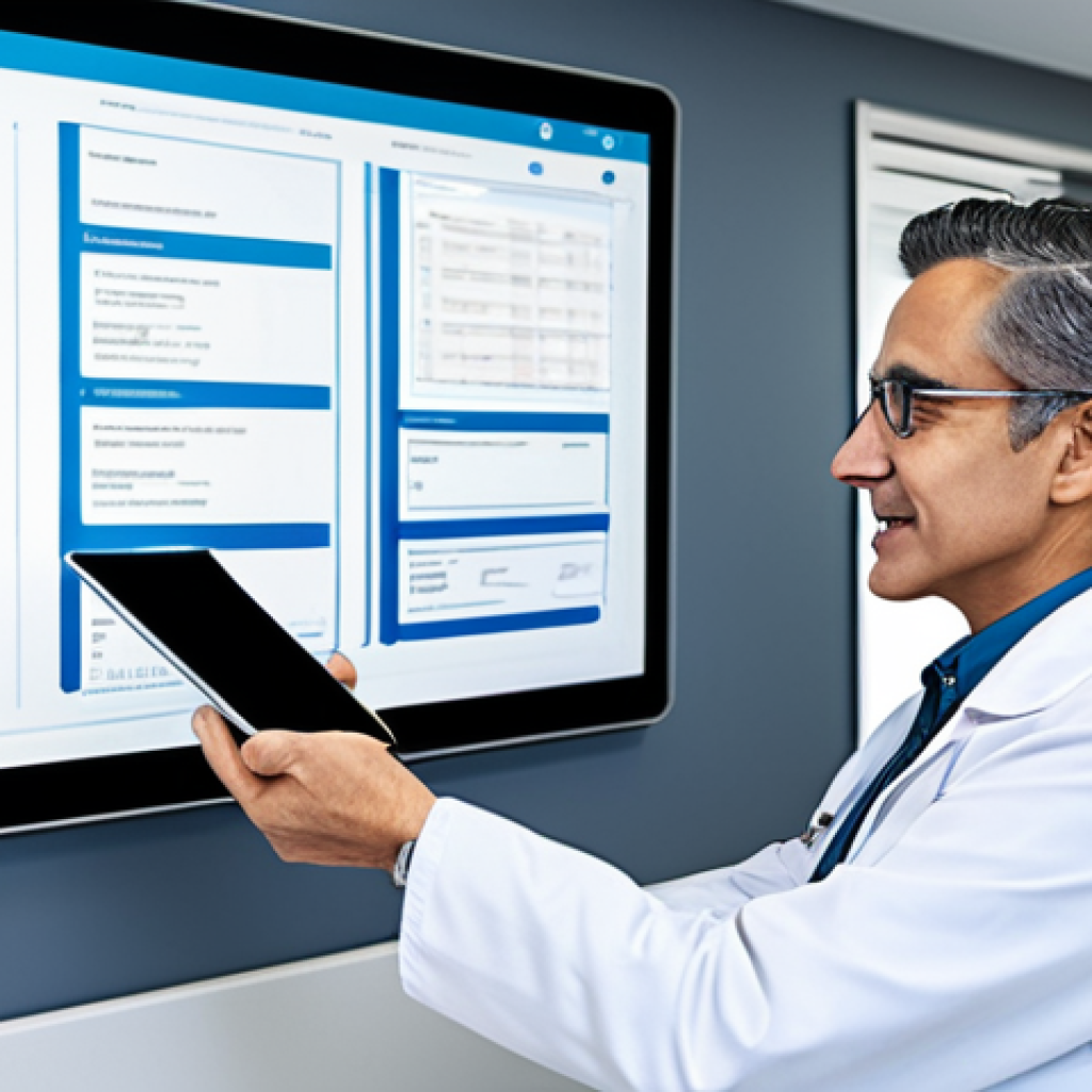 AI-Assisted Cancer Detection**

"A radiologist in a bright, modern clinic examining a medical scan on a large display screen. The screen shows a lung scan with AI highlighting potential areas of concern. The radiologist is wearing a professional lab coat and appears focused and collaborative, perhaps discussing the findings with a colleague. Safe for work, appropriate content, fully clothed, professional environment, perfect anatomy, well-lit, family-friendly."

**